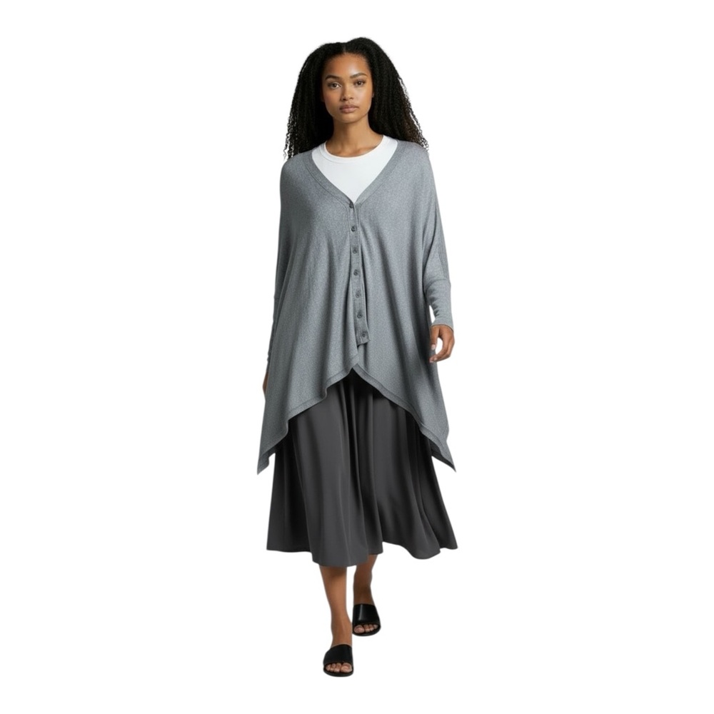 Planet By Lauren G Lagenlook Minimalist Oversized Button Front Cardigan Sweater